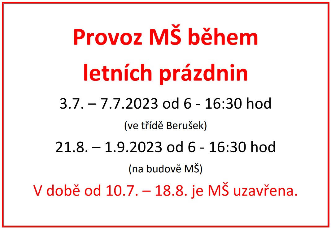 MŠ prázdniny